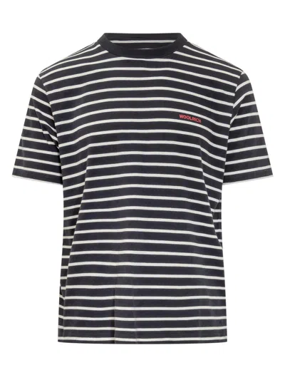 Woolrich Striped Logo T-shirt In Black
