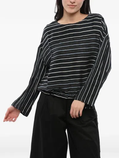 Woolrich Striped Long-sleeve Blouse In Black