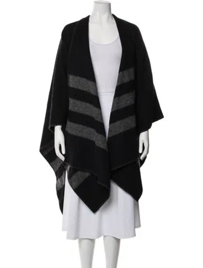 Pre-owned Woolrich Striped Open Front Sweater In Black