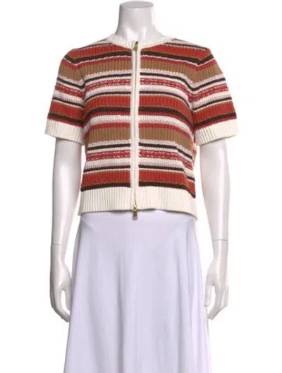 Pre-owned Woolrich Striped Open Front Sweater In Multicolor