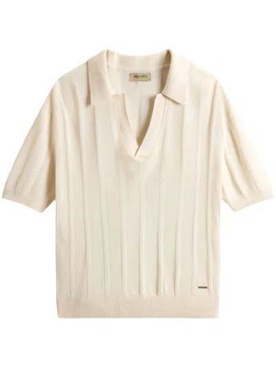 Woolrich Striped Polo Top In White