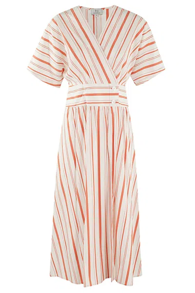 Woolrich Embroidered Stretch Cotton Blend Dress In Multi