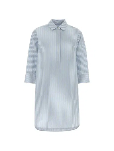 Woolrich Serafino Striped Poplin Shirt Dress In Blue