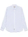 Woolrich Shirt Striped Pattern Curved Hem In Weiss