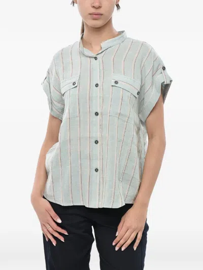Woolrich Striped Short-sleeve Shirt In Green