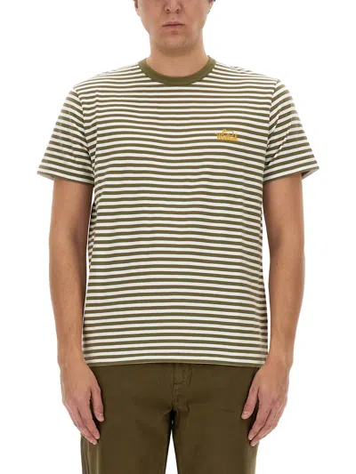 Woolrich Striped T-shirt In Green Stripe
