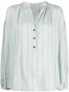 Woolrich Striped Half-button Blouse In Weiss