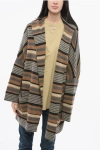 Woolrich Striped Wool Blend Maxi Cardigan With Hood
