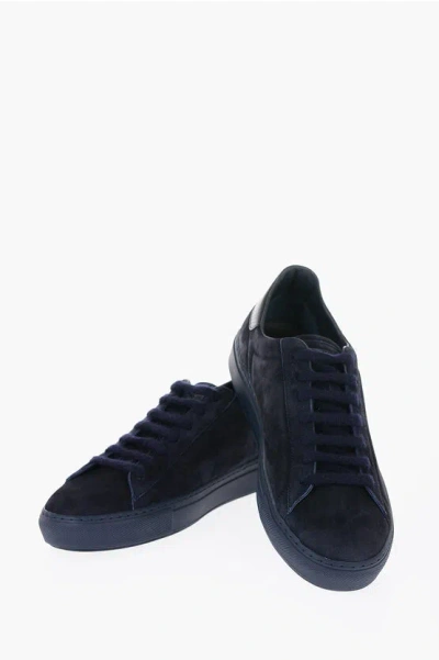 Woolrich Suede All Round Low-top Sneakers With Textured Leather Detai In Black