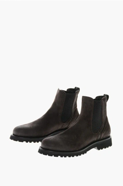 Woolrich Suede Chelsea Booties With Carrion Sole In Brown