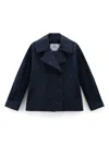 Woolrich Summer Double-breasted Peacoat In Blue