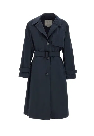 Woolrich Summer Trench Coat In Blue