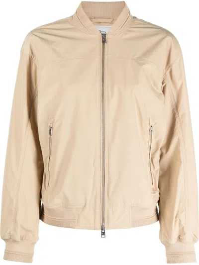 Woolrich Summer Zip-up Bomber Jacket In Nude
