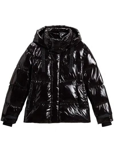 Woolrich Super Glossy Short Parka In Black