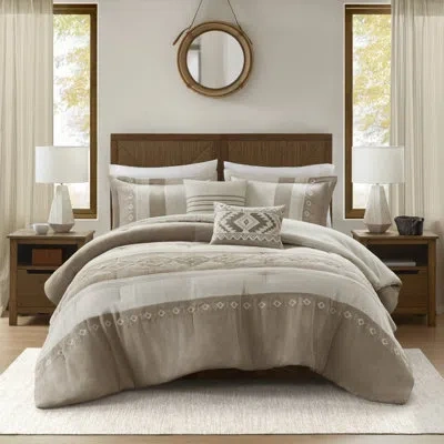 Woolrich Sutherland Microsuede Soft 5 Piece Comforter Set In Taupe