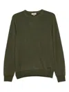 Woolrich Long Sleeve Crew Neck Sweater With Ribbed Hem In Green