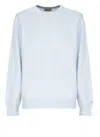 Woolrich Crewneck Cotton Sweater Ribbed Cuffs In Blue