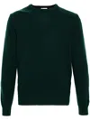 Woolrich Crew Neck Knit Texture Raglan Sweater In Green