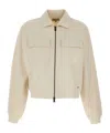 Woolrich Two-way Zip Pocket Sweatshirt In White