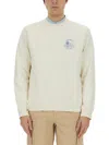 Woolrich Logo Crew Neck Sweater In Beige