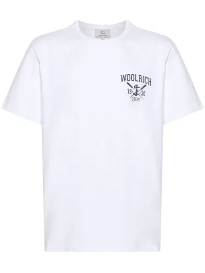 Woolrich Logo-print Cotton T-shirt In Bianco