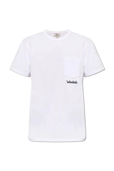Woolrich T-shirt With Logo In Bianco