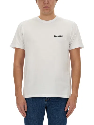 Woolrich Logo-rubberised Cotton T-shirt In White