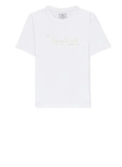 Woolrich Kids' T-shirt With Logo In White