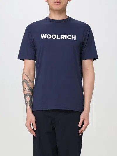 Woolrich Logo Embroidered Crewneck T-shirt In Blue