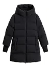 Woolrich Tailored Black Coat With Traditional Collar In Black