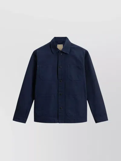 Woolrich Tailored Jacket With Long Sleeves And Pockets In Blue