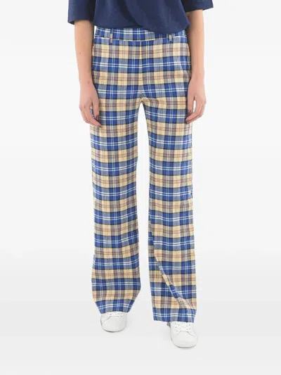 Woolrich Tartan-check Straight-trousers In Blue