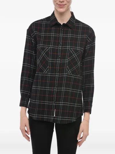 Woolrich Tartan-print Flannel Black Blouse