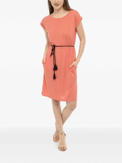 Woolrich Tassel-detail Elasticated-waist Midi Dress In Orange