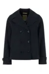 Woolrich Tech Cotton Peacoat In Blue