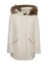 Woolrich Cotton Blend Parka Coat In Crema