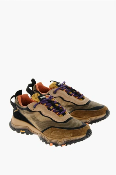 Woolrich Tech Fabric Trekking Runner Sneakers With Vibram Sole In Brown