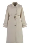 Woolrich Single-breasted Belted Trench Coat In Beige
