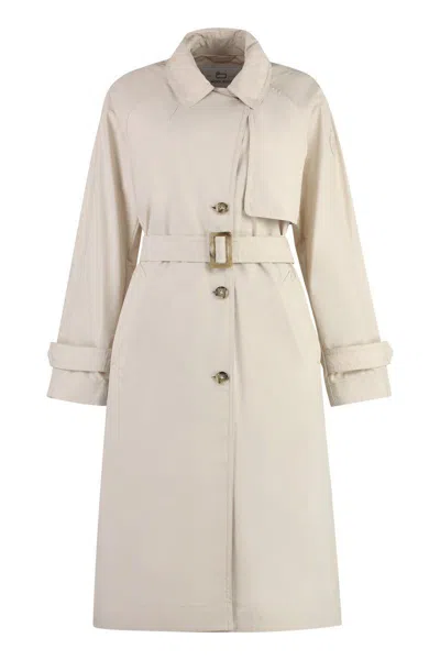 Woolrich Techno Fabric Trench Coat In Beige