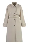 Woolrich Single-breasted Belted Trench Coat In Beige