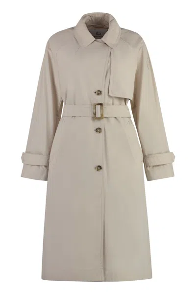 Woolrich Techno Fabric Trench Coat In Beige