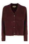 Woolrich Textured Boucle Cardigan With V-neckline And Long Sleeves In Red