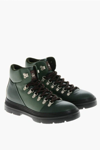 Woolrich Textured Leather Cathari Hiking Booties In Green