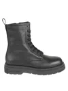 Woolrich Textured Leather Work Boot Coat Boots With Side Leather In Black