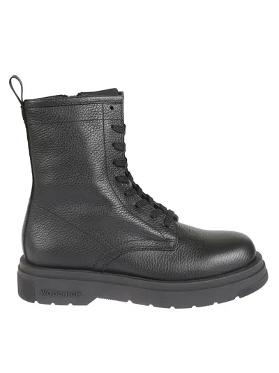 WOOLRICH TEXTURED LEATHER LACE-UP ANFIBIO BOOTS