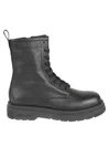 Woolrich Textured Leather Lace-up Anfibio Boots In Gray