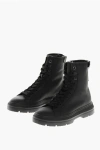 Woolrich Textured Leather Military Lace-up Booties With Vibram Sole In Black