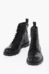 Woolrich Textured Leather Work Boot Coat Boots With Side Leather In Black