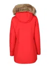 Woolrich Virgin Wool Blend Tundra Down Jacket With Real Fur Detail In Red