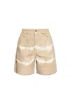 Woolrich Tie-dye High-waisted Shorts In Beige